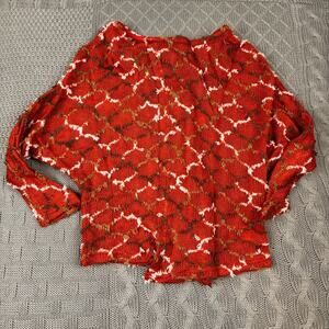 Hayden Girls Red and Brown Patterned Cardigan 7/8